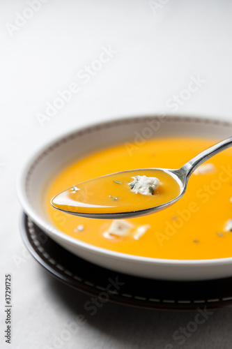 Photo: Cream of pumpkin soup with blue cheese Cream of pumpkin soup with blue cheese