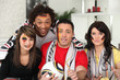 A group of friends supporting the German football team