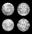 Top views of large diamonds on black