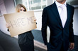 Young woman asking for a job