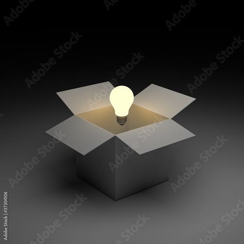 Illustration: Think out of the box or thinking outside the box concept Think out of the box or thinking outside the box concept