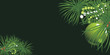 Christmas tree with green ball and tinsel. Festive banner
