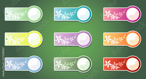 Vector: Set of color labels, on a dark green background. Vector Set of color labels, on a dark green background. Vector