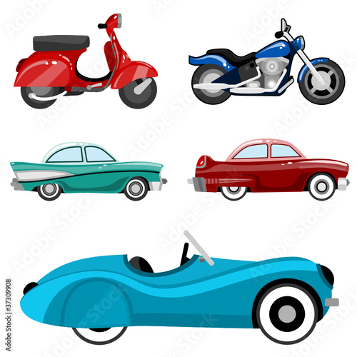 Vector: classic cars and motorcycles classic cars and motorcycles