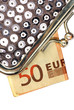 Photo: details of silver purse with fifty euros details of silver purse with fifty euros