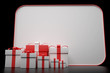 3d white and red gift box with a card