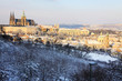 Romantic Snowy Prague gothic Castle, Czech Republic Romantic Snowy Prague gothic Castle, Czech Republic