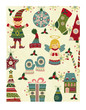 Retro christmas pattern with christmas icons