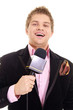 pretty man and microphone