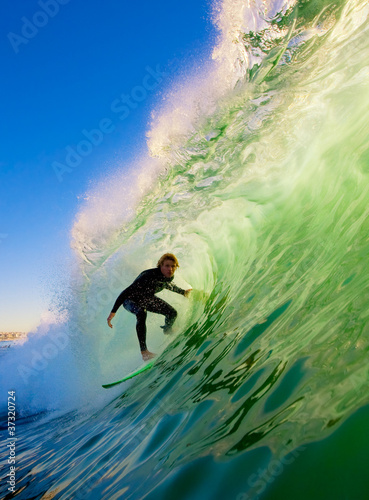 Photo: Surfer on Blue Ocean Wave Surfer on Blue Ocean Wave
