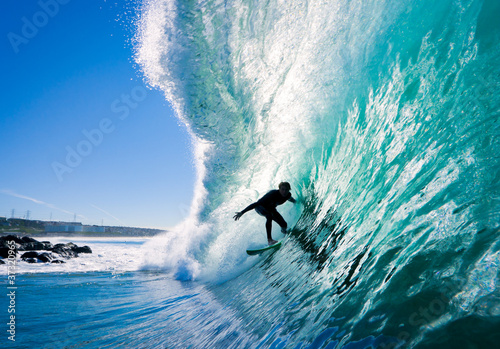 Photo: Surfer on Blue Ocean Wave Surfer on Blue Ocean Wave