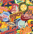 Beach vintage pins seamless pattern