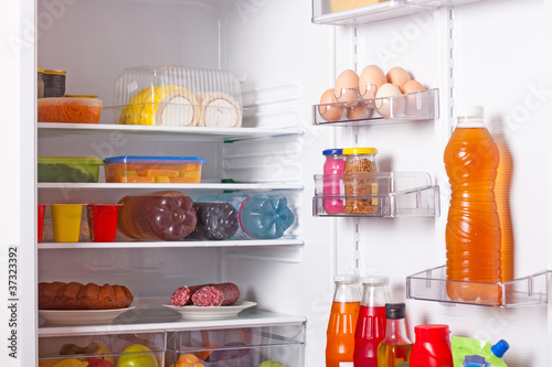 Photo: refrigerator with food refrigerator with food