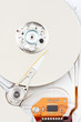 chrome hard drive with orange ribbon