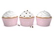 3d Rendering 3 Cupcakes rosa