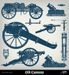 Engraving vintage Cannon set.