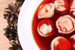 Polish red borscht with uszka (a mushroom filled dumplings) Polish red borscht with uszka (a mushroom filled dumplings)
