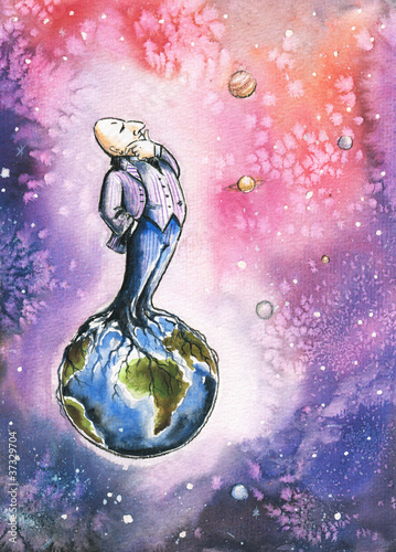 Illustration: Human growing on Earth Human growing on Earth