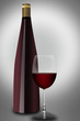 bottle with red wine and glass
