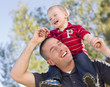 Young Laughing Father and Child Piggy Back