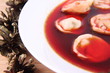 Polish red borscht with uszka (a mushroom filled dumplings) Polish red borscht with uszka (a mushroom filled dumplings)