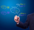 business man hand writing virtual private network concept