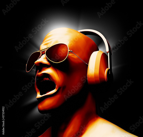 Illustration: DJ with Headphones DJ with Headphones