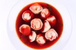 Polish red borscht with uszka (a mushroom filled dumplings) Polish red borscht with uszka (a mushroom filled dumplings)