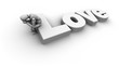 Sad Person Sitting on 'Love' Text