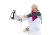 Photo: Beautiful girl puts on skates Beautiful girl puts on skates