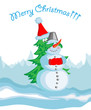 Snowman and Chrismas tree