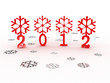 Snowflakes with 2012 year on white background. 3D image Snowflakes with 2012 year on white background. 3D image