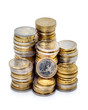 Piles de monnaie d'euros Piles de monnaie d'euros