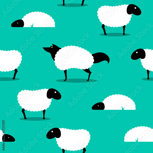 Vektor: Wolf In Sheeps Clothing seamless Background idiom Wolf In Sheeps Clothing seamless Background idiom