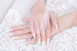 Hands of bride with manicure