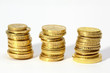 gold coins on the white background gold coins on the white background