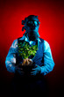 Man with a gas mask