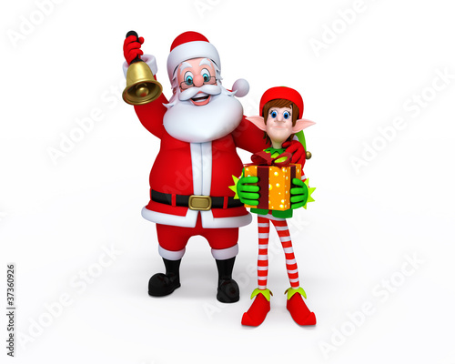 Illustration: Illustration of Santa Claus with Elves. Illustration of Santa Claus with Elves.
