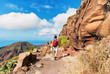 Female hiker on a Mountain path, Tenerife Female hiker on a Mountain path, Tenerife
