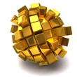 Golden cubic sphere on white background