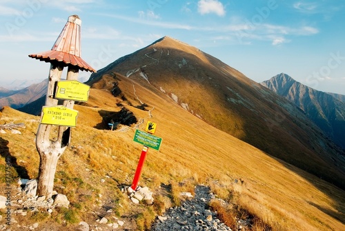 Photo: autumnal view from rohace mountains with guidepost autumnal view from rohace mountains with guidepost