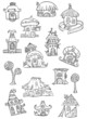 Cartoon vector fairy tale drawing houses Cartoon vector fairy tale drawing houses