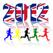 Illustration: Runners on the 2012 UK Flag background,vector image Runners on the 2012 UK Flag background,vector image