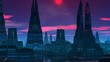 The red moon. A fantastic city.