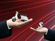 Businessman's hand pawn motorbike