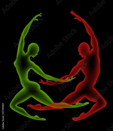 Illustration: coppia verde rosso coppia verde rosso