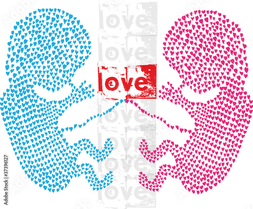 Vector: Twins made with love. vector illustration Twins made with love. vector illustration