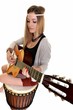 femme avec guitare isolé femme avec guitare isolé