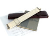 slide rule with instruction book and case