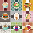 Vector: Cartoon fast-food card Cartoon fast-food card
